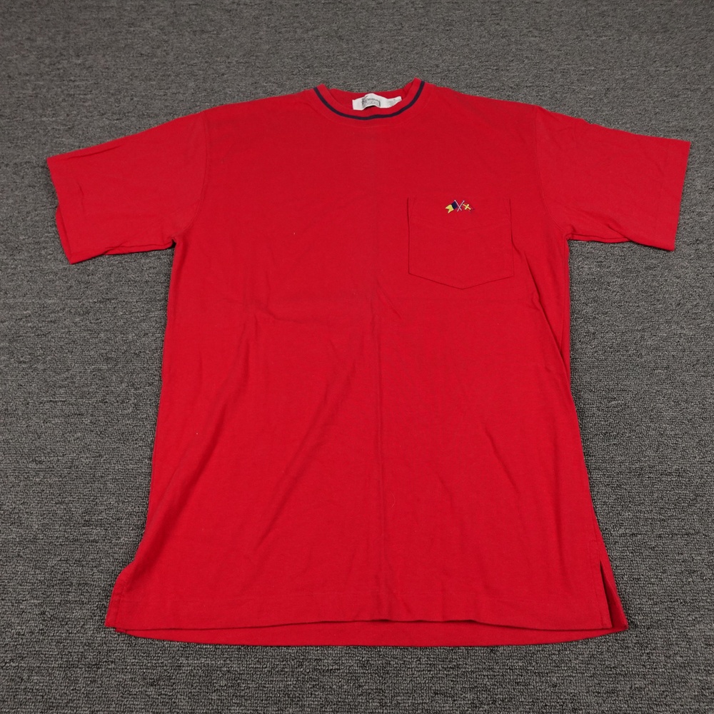 Vintage Kenny Rogers Shirt Mens Small Red Ringer Nautical Flag Single Stitch